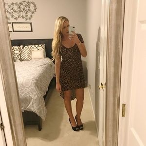 Leopard print high low dress‎ NWT!